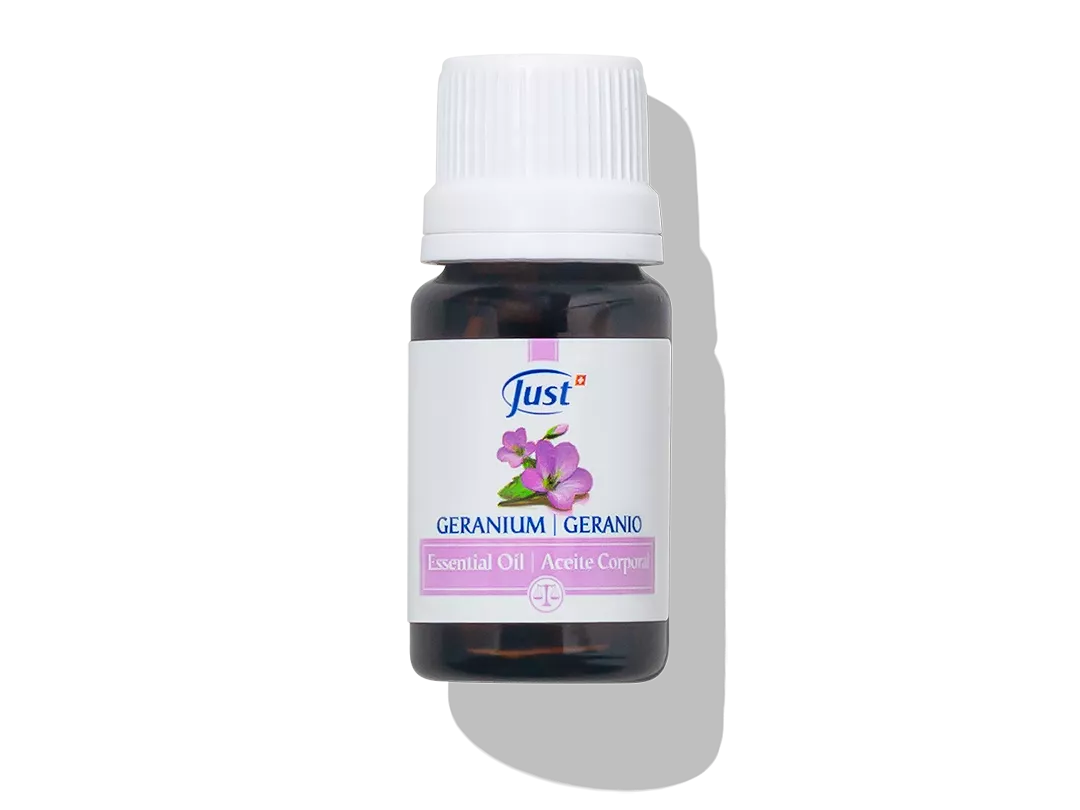 Aceite Esencial de Geranio de Just, presentación de 10 ml