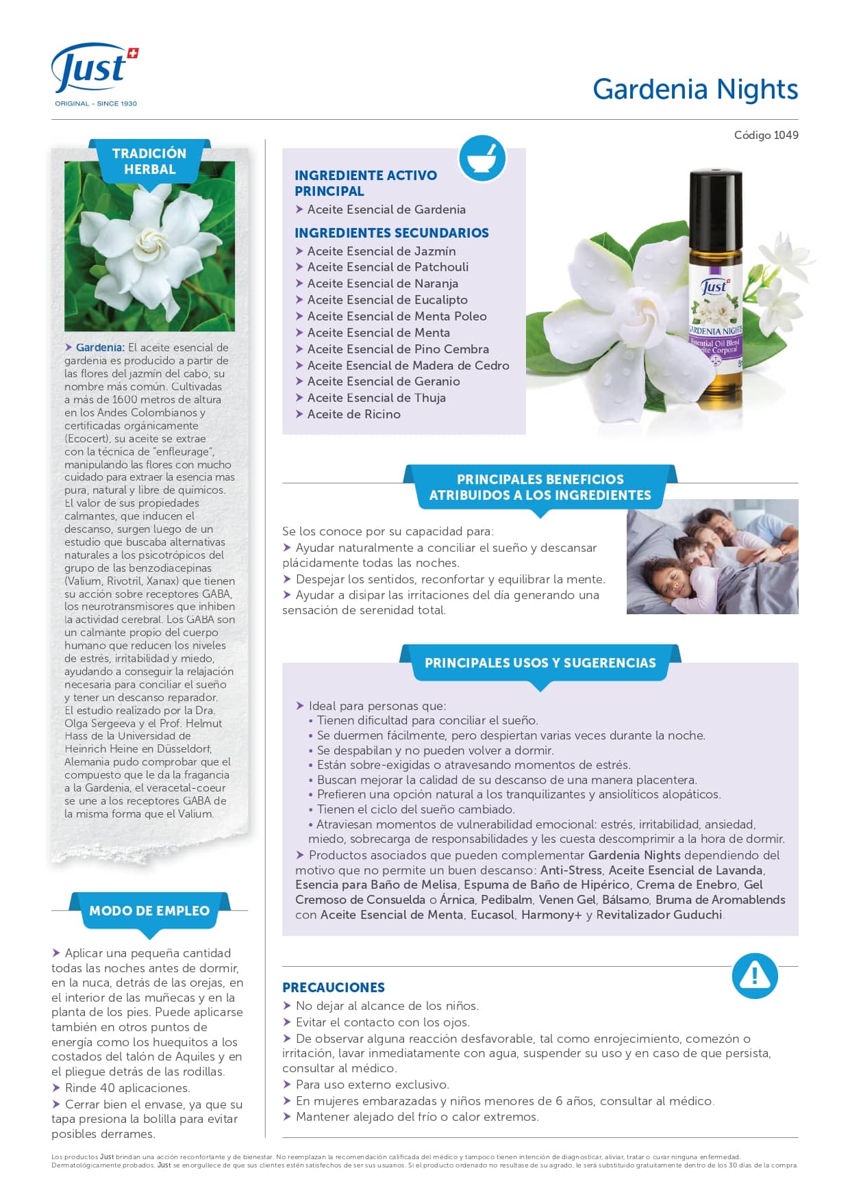 Ficha Aceite Gardenia Nights Just
